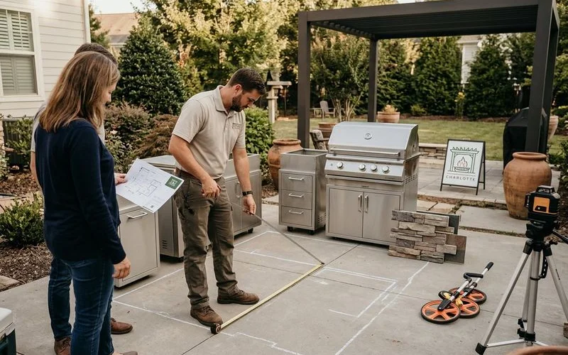 Outdoor kitchen with clearly defined cooking and prep zones
