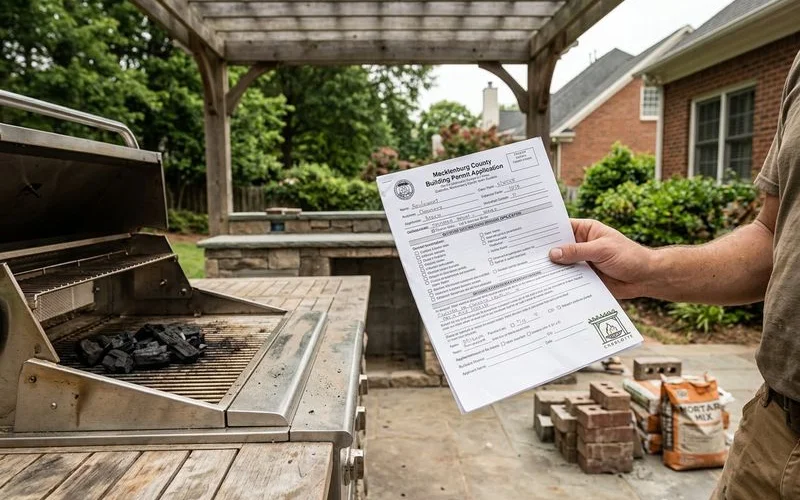 Mecklenburg County building permit application for outdoor kitchen project
