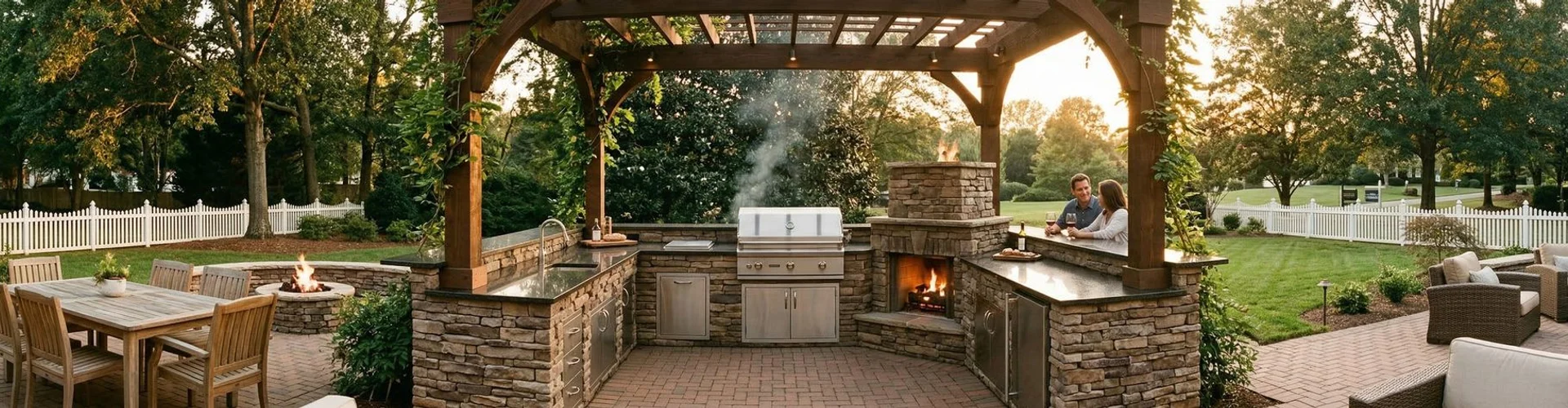 Outdoor kitchen at sunset